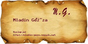 Mladin Géza névjegykártya